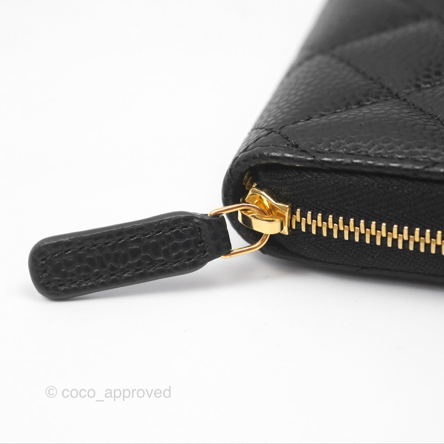 Chanel Quilted Zip Card Holder Black Caviar Gold Hardware