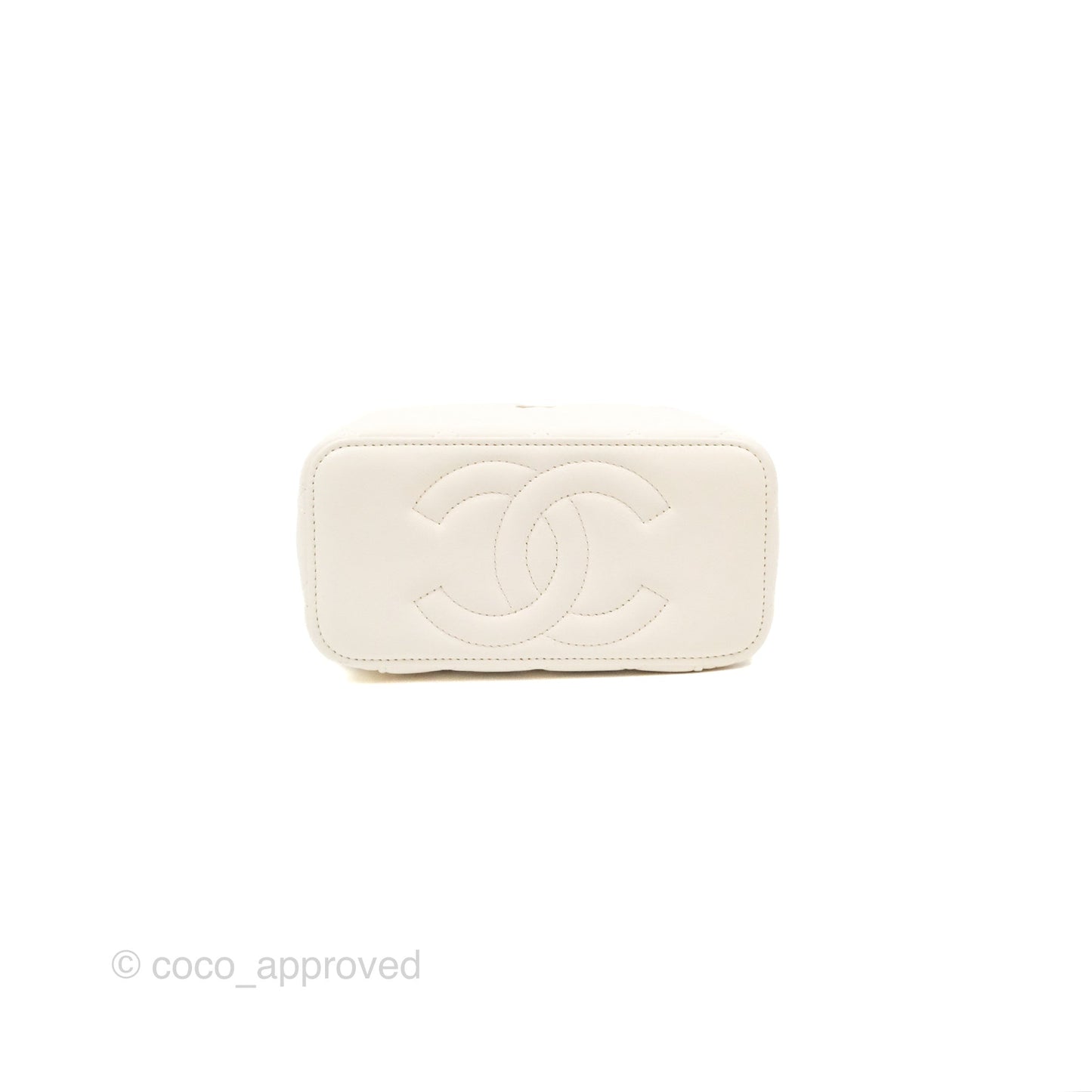 Chanel Vanity with COCO Heart Chain White Lambskin Aged Gold Hardware