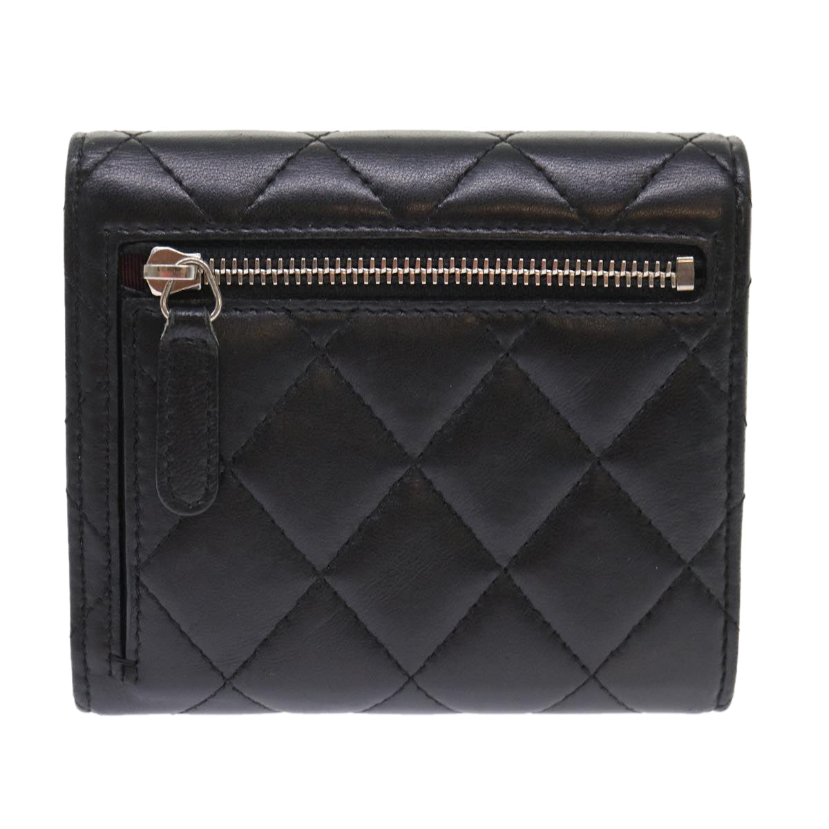 Luxury Chanel Matelasse Wallet Lamb Skin Black CC  47561