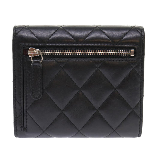 Luxury Chanel Matelasse Wallet Lamb Skin Black CC  47561