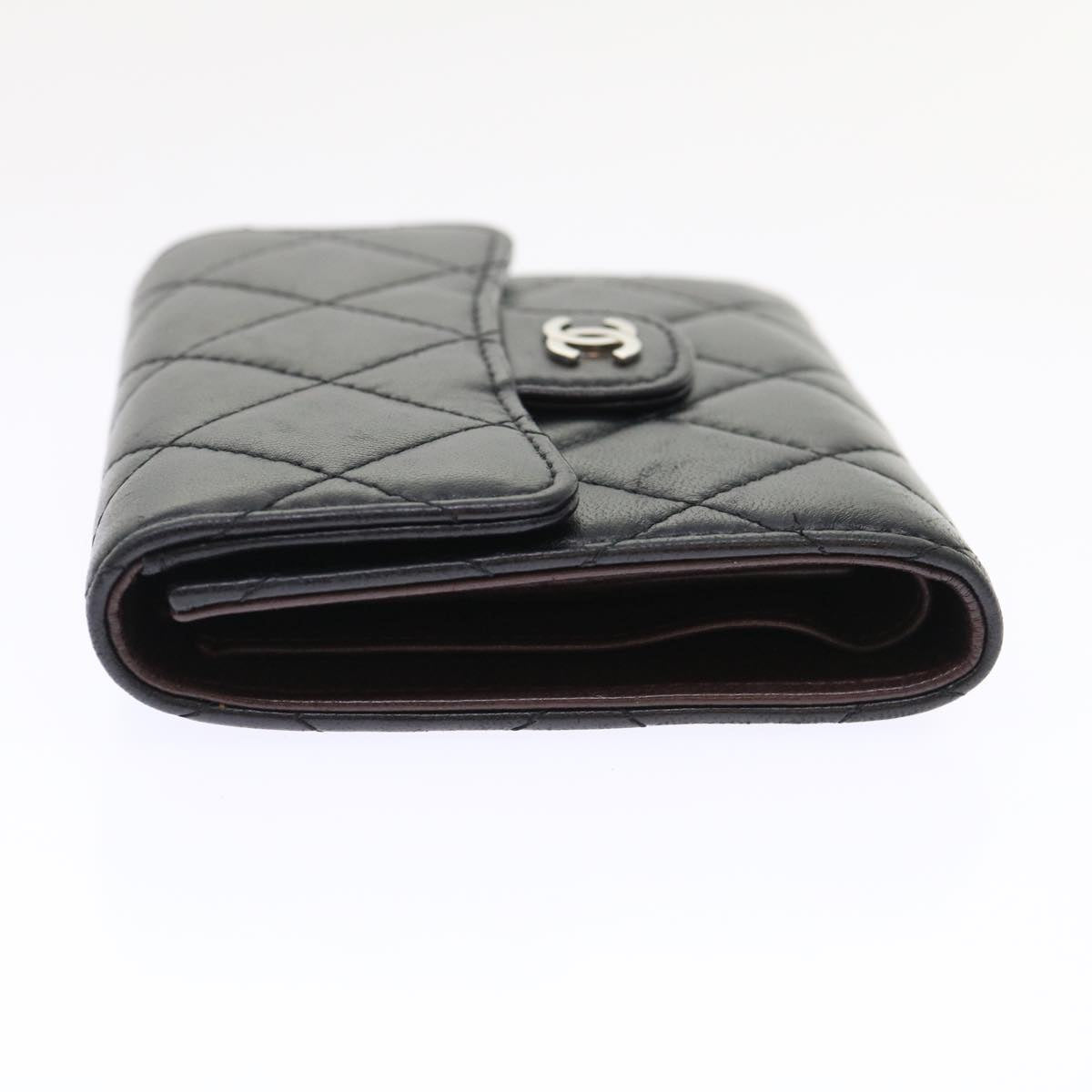 Luxury Chanel Matelasse Wallet Lamb Skin Black CC  47561