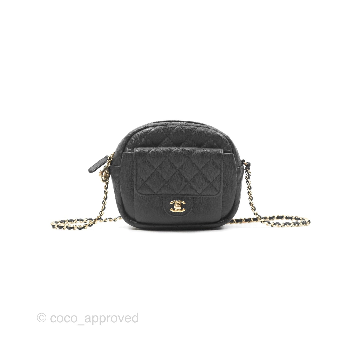 Chanel CC Day Camera Bag Black Caviar Gold Hardware