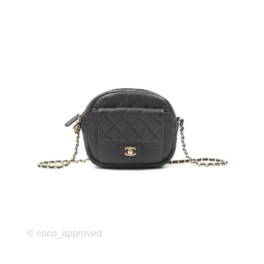Chanel CC Day Camera Bag Black Caviar Gold Hardware