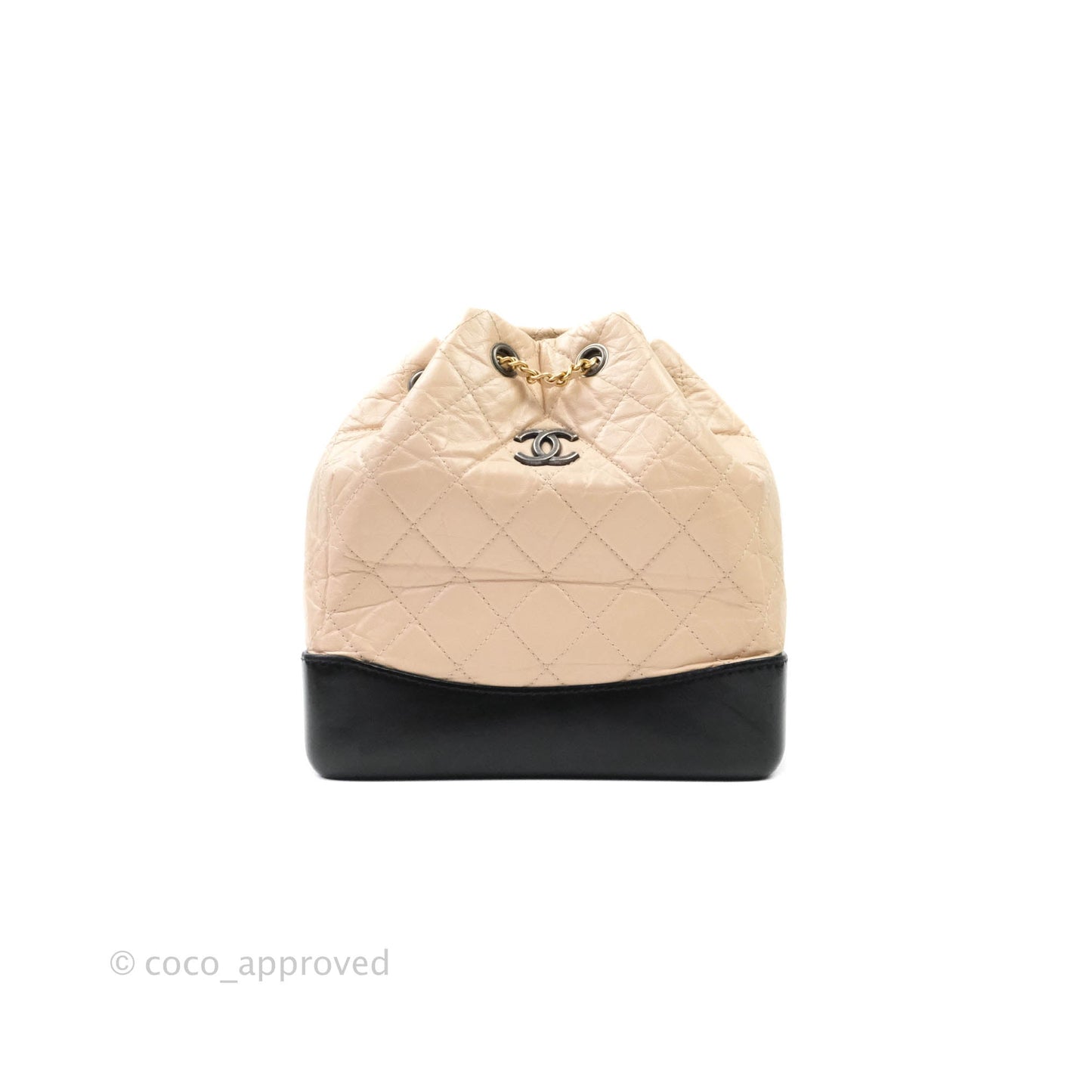 Chanel Quilted Small Gabrielle Backpack Black/Beige Aged Calfskin