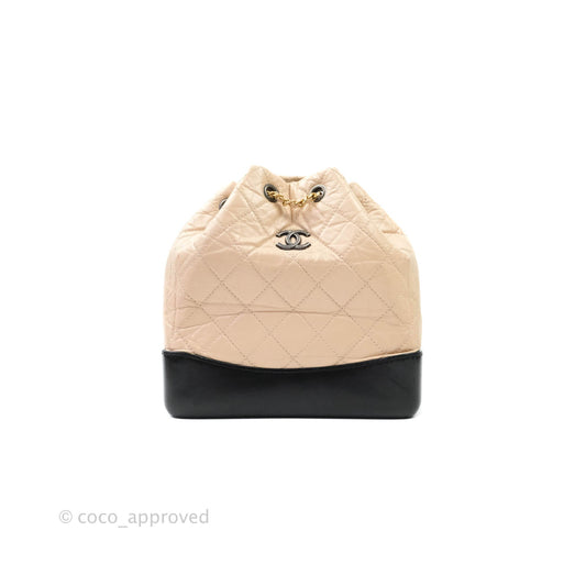 Chanel Quilted Small Gabrielle Backpack Black/Beige Aged Calfskin