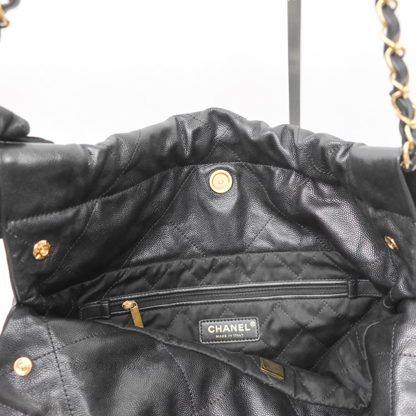 Chanel 22 Small Black Caviar Aged Gold Hardware
