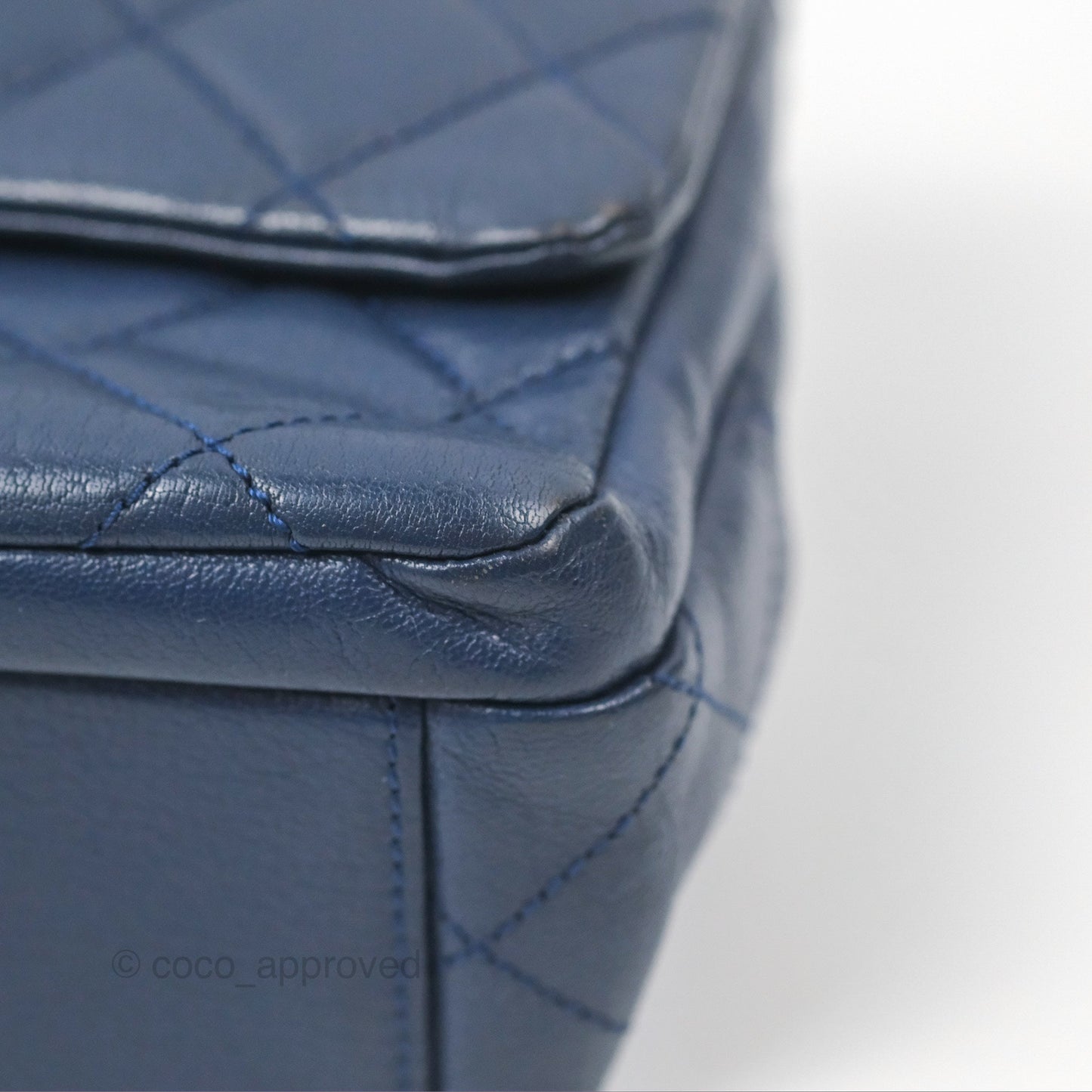 Chanel Quilted Small Double Carry Waist Chain Flap Dark Blue Shiny Goatskin