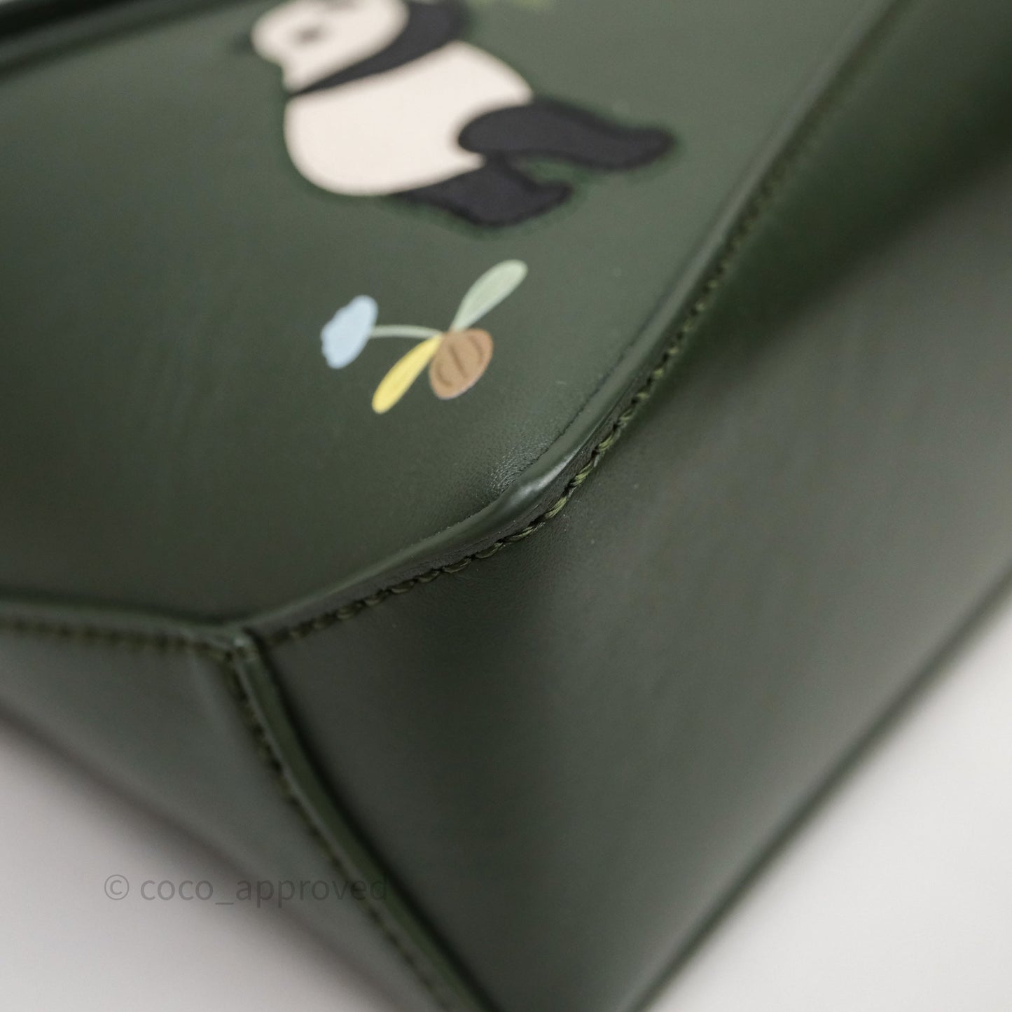 Loewe X SUNA FUJITA Mini Pandas Puzzle Bag Dark Green Calfskin Gold Hardware