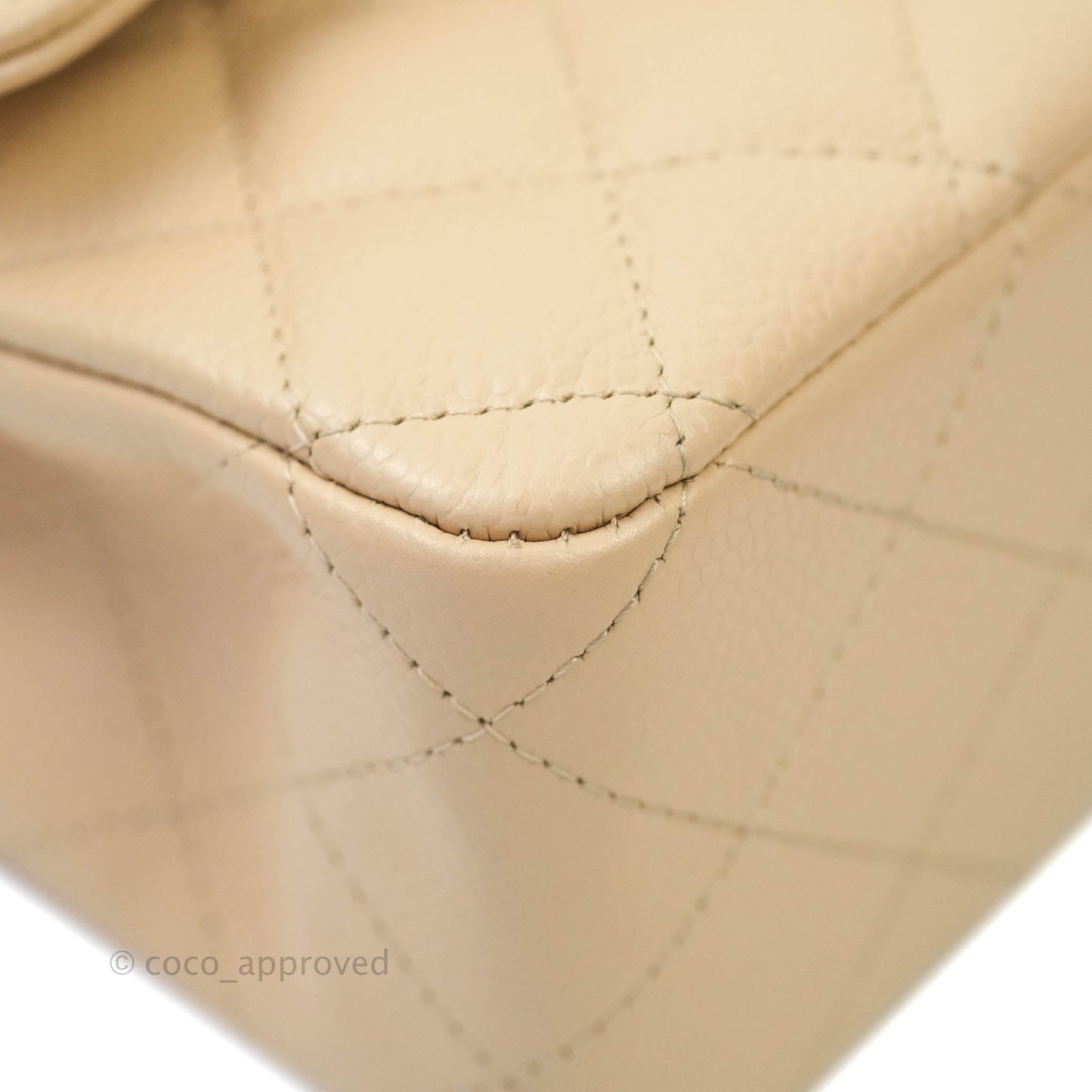 Chanel Classic M/L Medium Double Flap Beige Caviar Gold Hardware