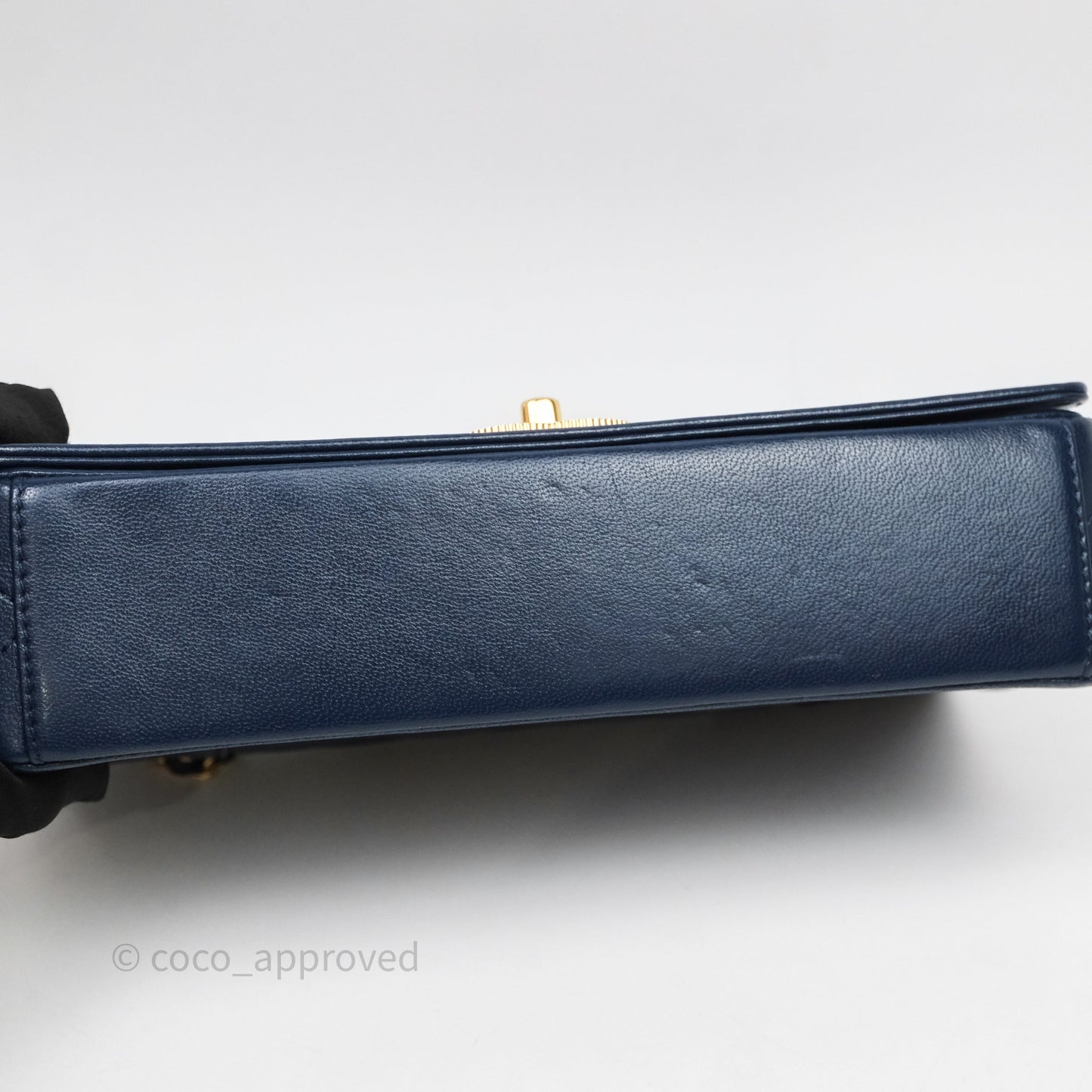 Chanel Mademoiselle Vintage Flap Bag Navy Sheepskin Gold Hardware