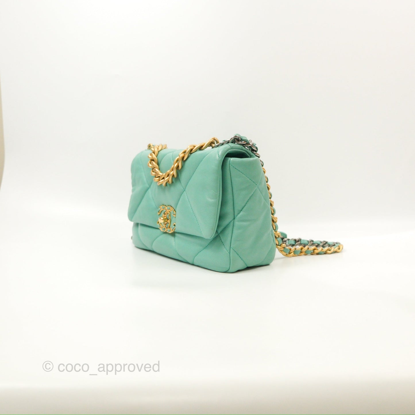 Chanel 19 Small Tiffany Blue Mixed Hardware