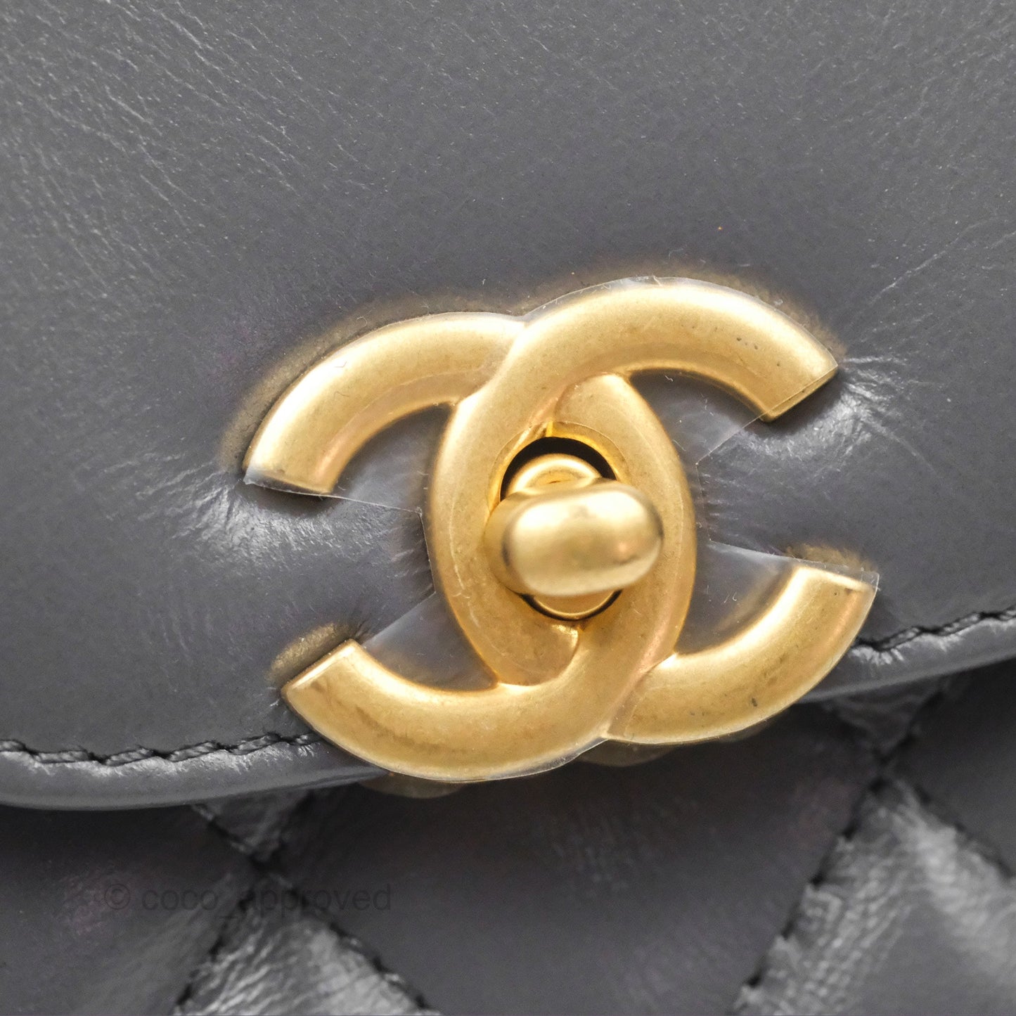 Chanel Kelly Bag Quilted Grey Shiny Calfskin Aged Gold Hardware