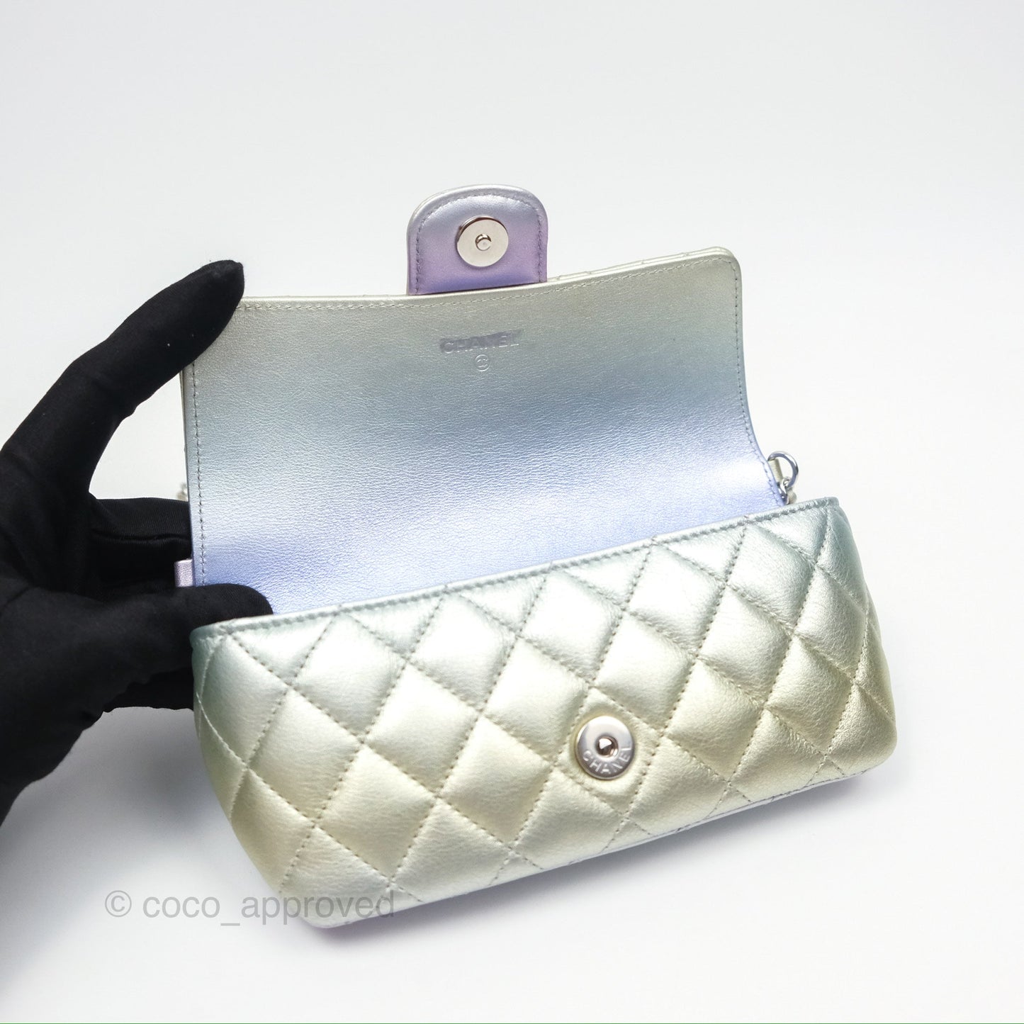 Chanel Quilted Case on Chain Iridescent Rainbow Calfskin