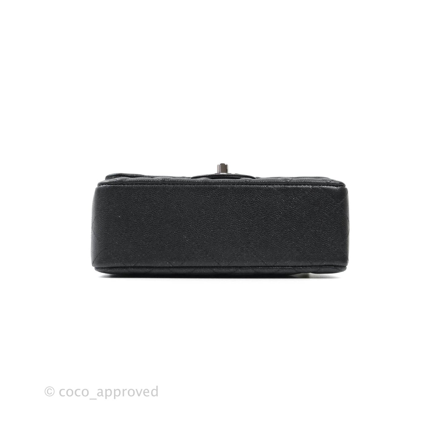 Chanel Classic Quilted Mini Rectangular Flap Iridescent Black Caviar Gun Metal 18C