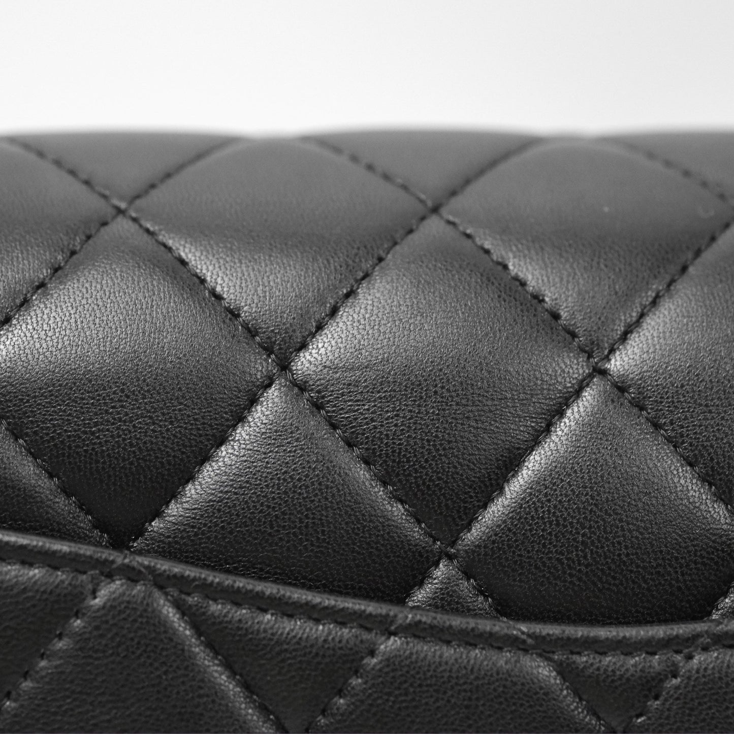 Chanel Classic M/L Medium Flap Quilted Black Lambskin Silver Hardware