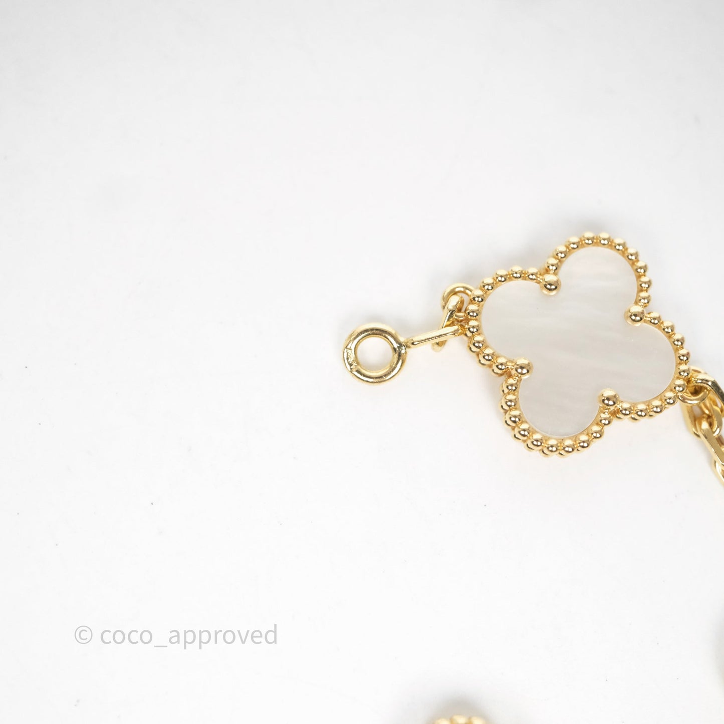 Van Cleef & Arpels Vintage Alhambra 5 Motifs White Yellow Gold Bracelet