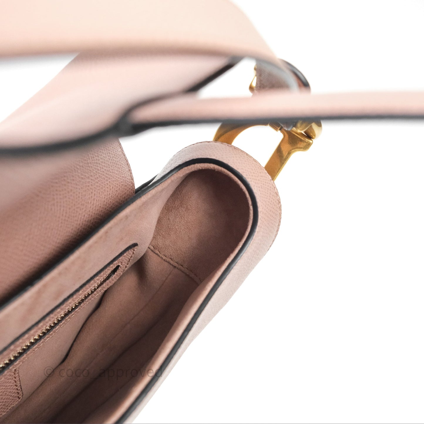 Christian Dior Saddle Bag Dusty Pink Grained Calfskin Gold Hardware