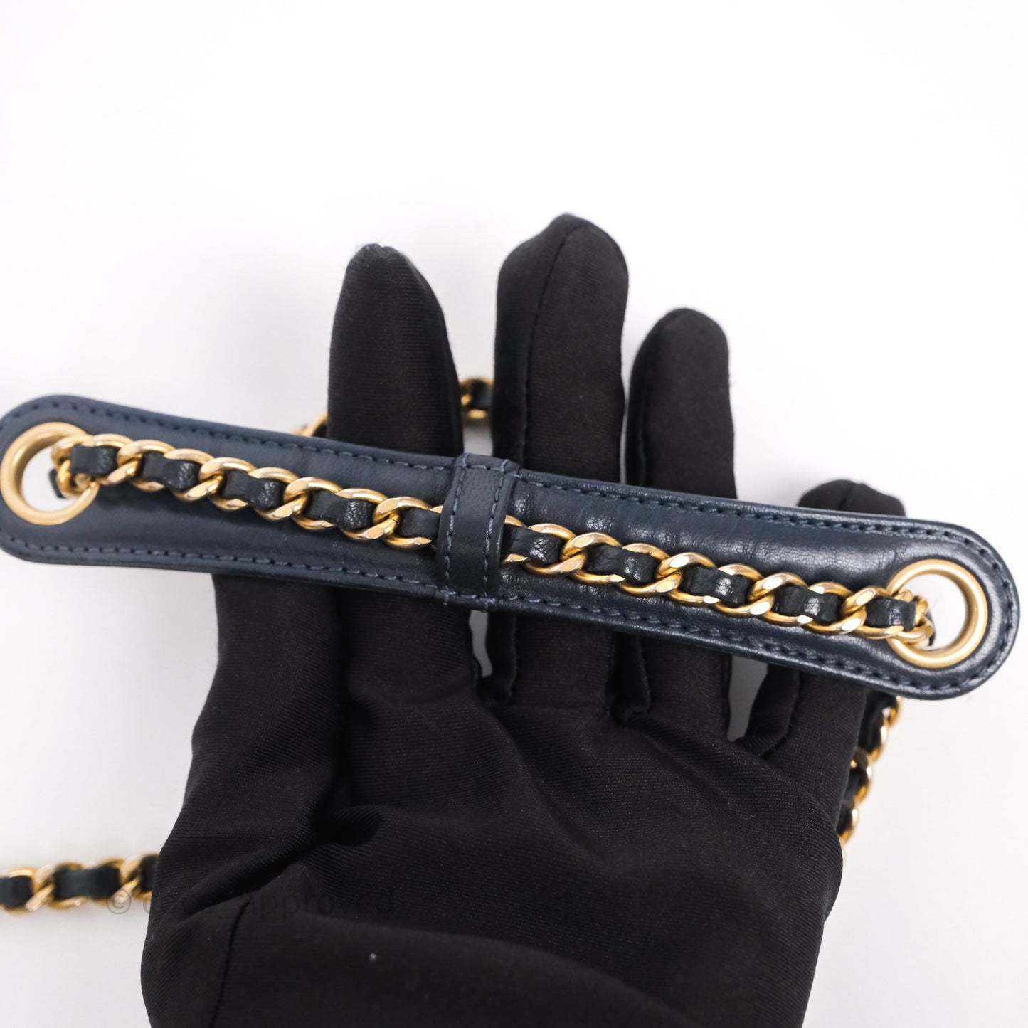 Chanel CC Camera Bag Quilted Navy Lambskin Aged Gold Hardware
