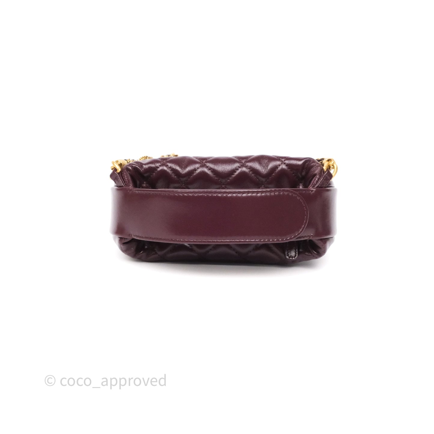 Chanel Mini Hobo Pouch Dark Burgundy Shiny Crumpled Calfskin Aged Gold Hardware