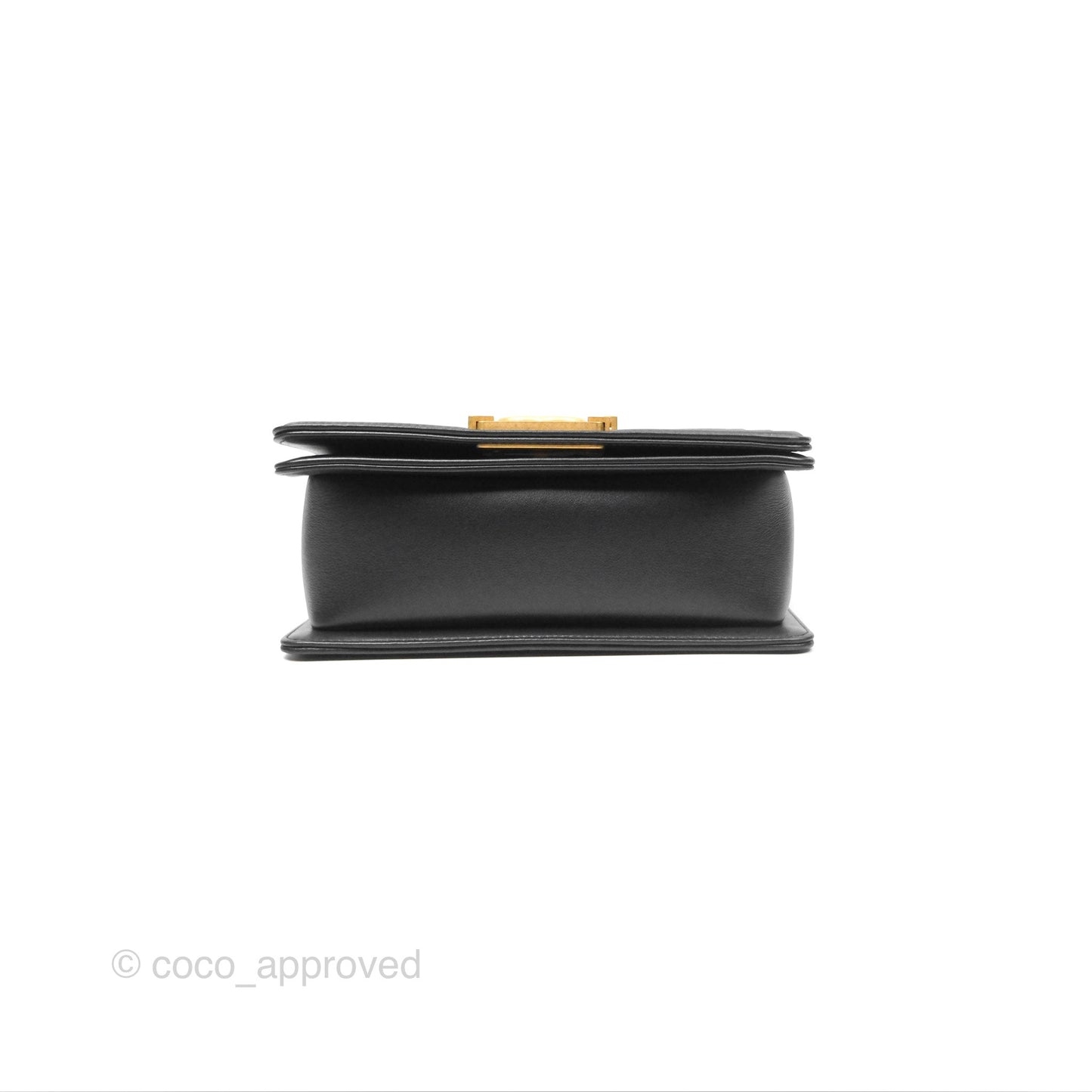 Chanel Small Boy Quilted Black Calfskin Aged Gold Hardware
