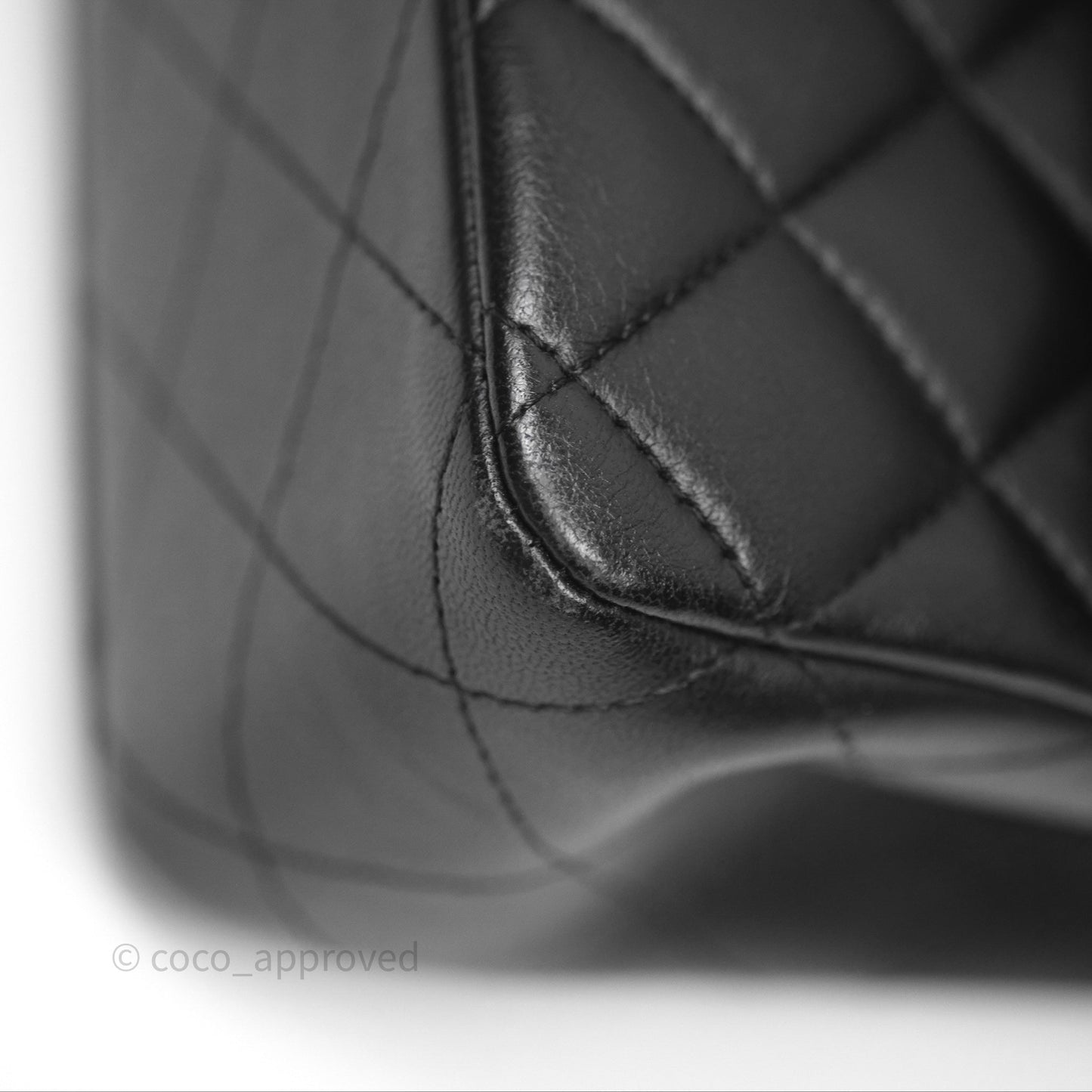 Chanel Classic M/L Medium Flap Quilted Black Lambskin Silver Hardware