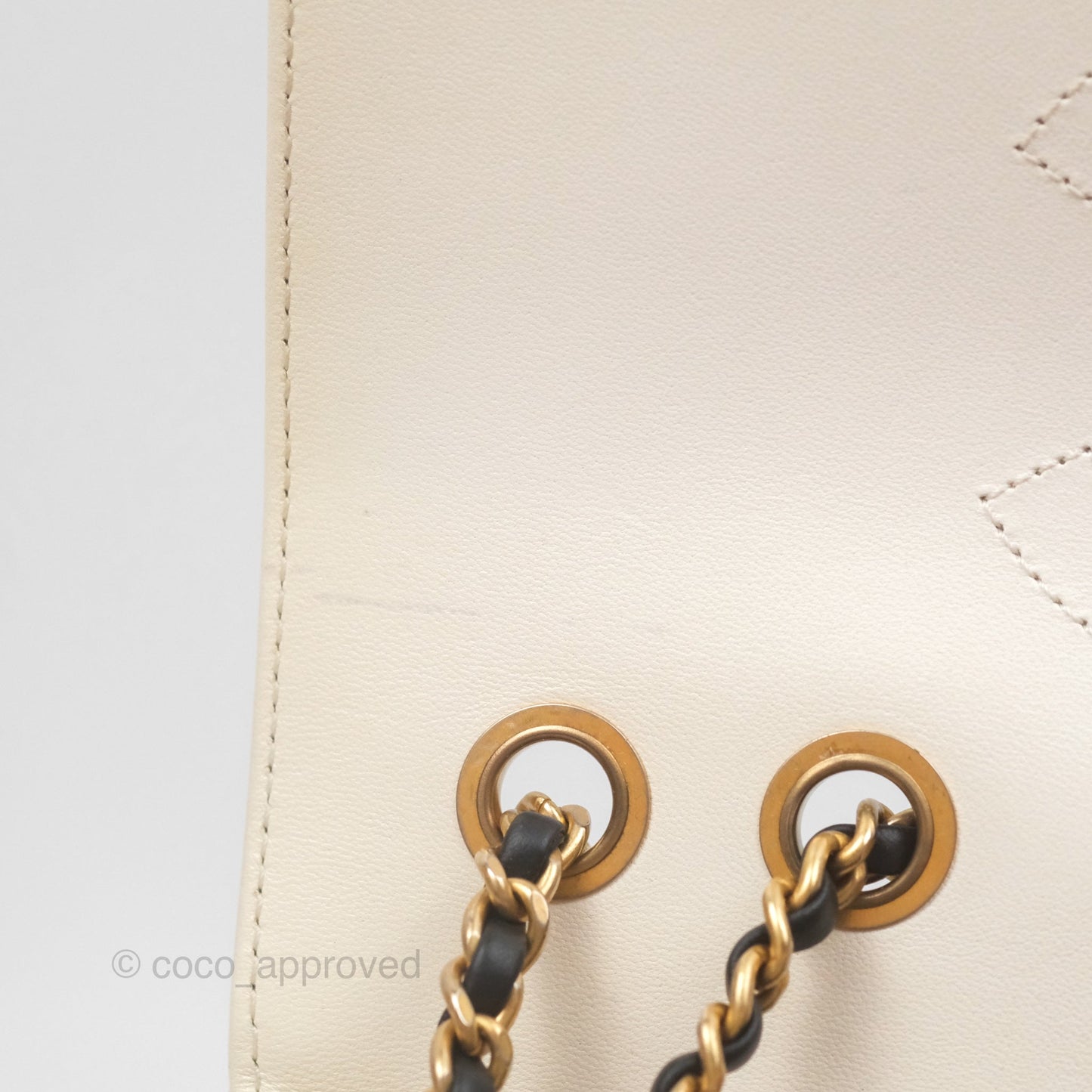 Chanel Small CC Filigree Flap Quilted Ivory Caviar