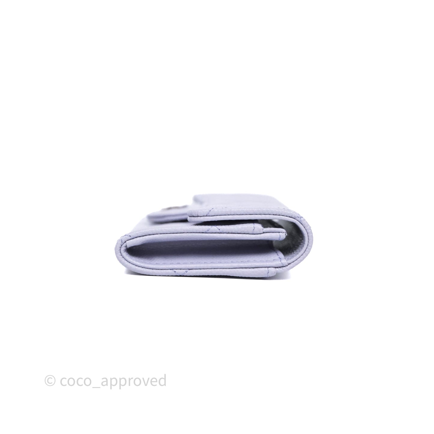 Chanel Quilted Flap Card Holder Lilac Caviar Silver Hardware