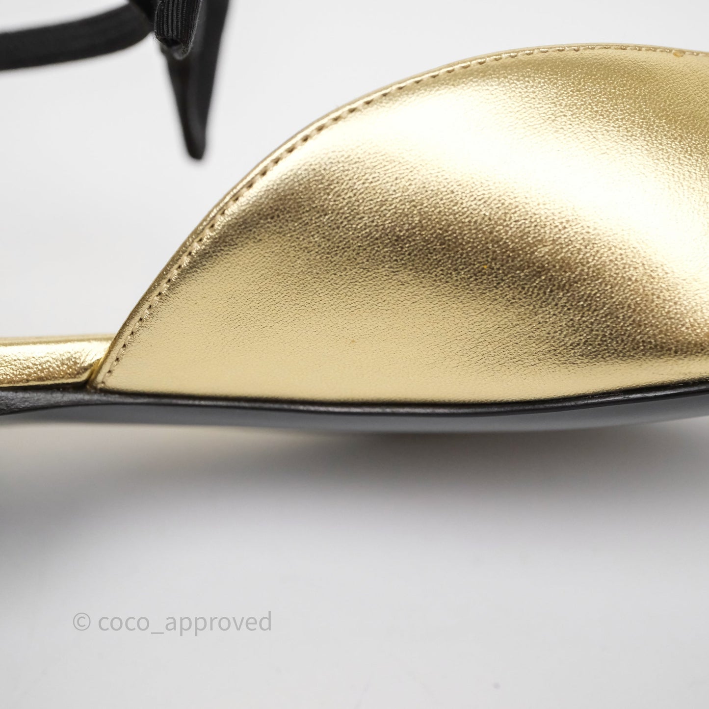 Chanel Bow Two-Tone Slingback Flats Gold/ Black Size 37.5