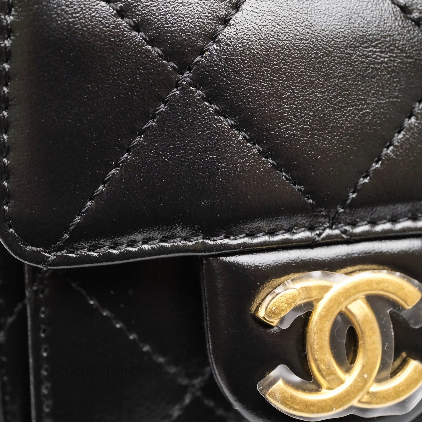 Chanel 25 Mini Black Shiny Crumpled Calfskin Mixed Hardware