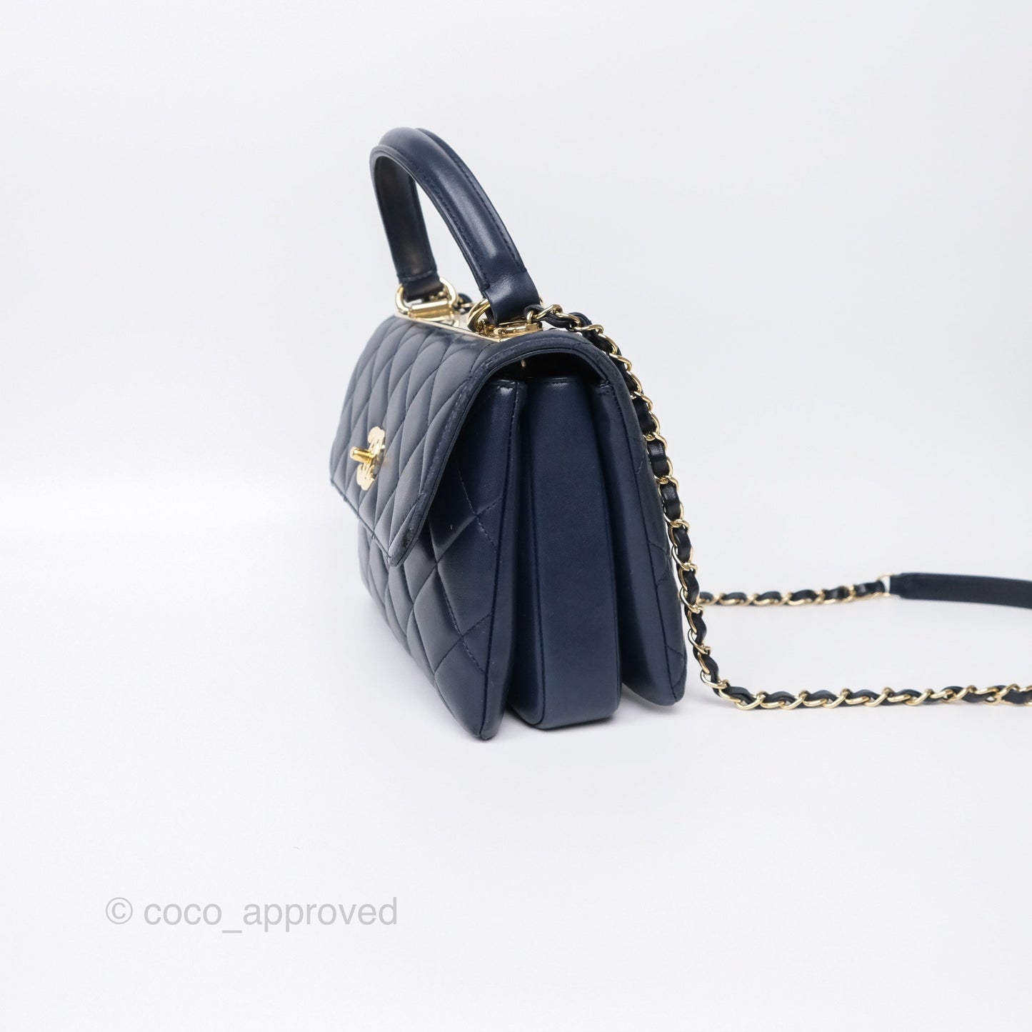 Chanel Small Trendy CC Navy Lambskin Gold Hardware