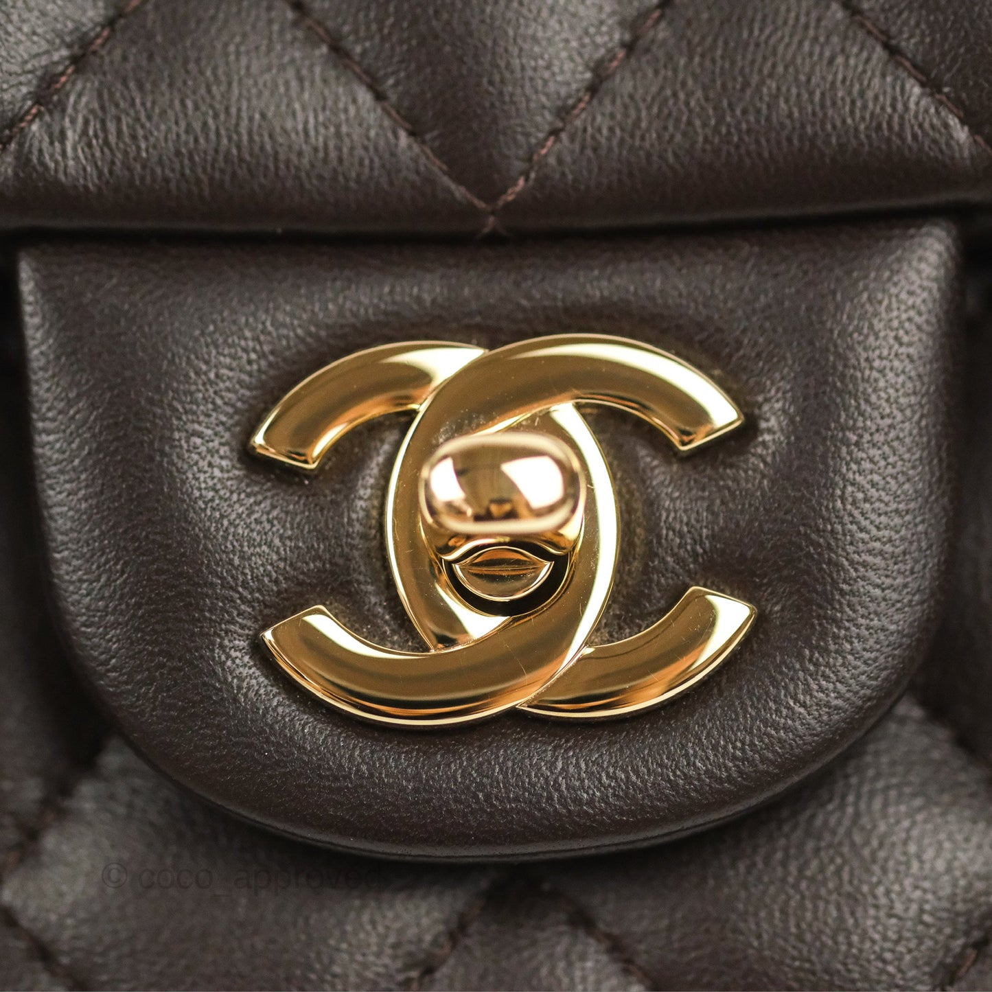 Chanel Quilted Mini Rectangular Chocolate Brown Lambskin Gold Hardware