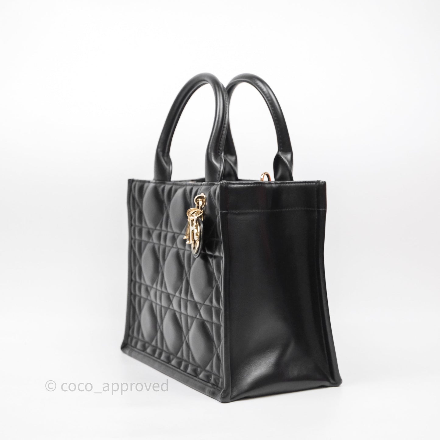 Christian Dior Small Dior Book Tote Black Macrocannage Calfskin Gold Hardware