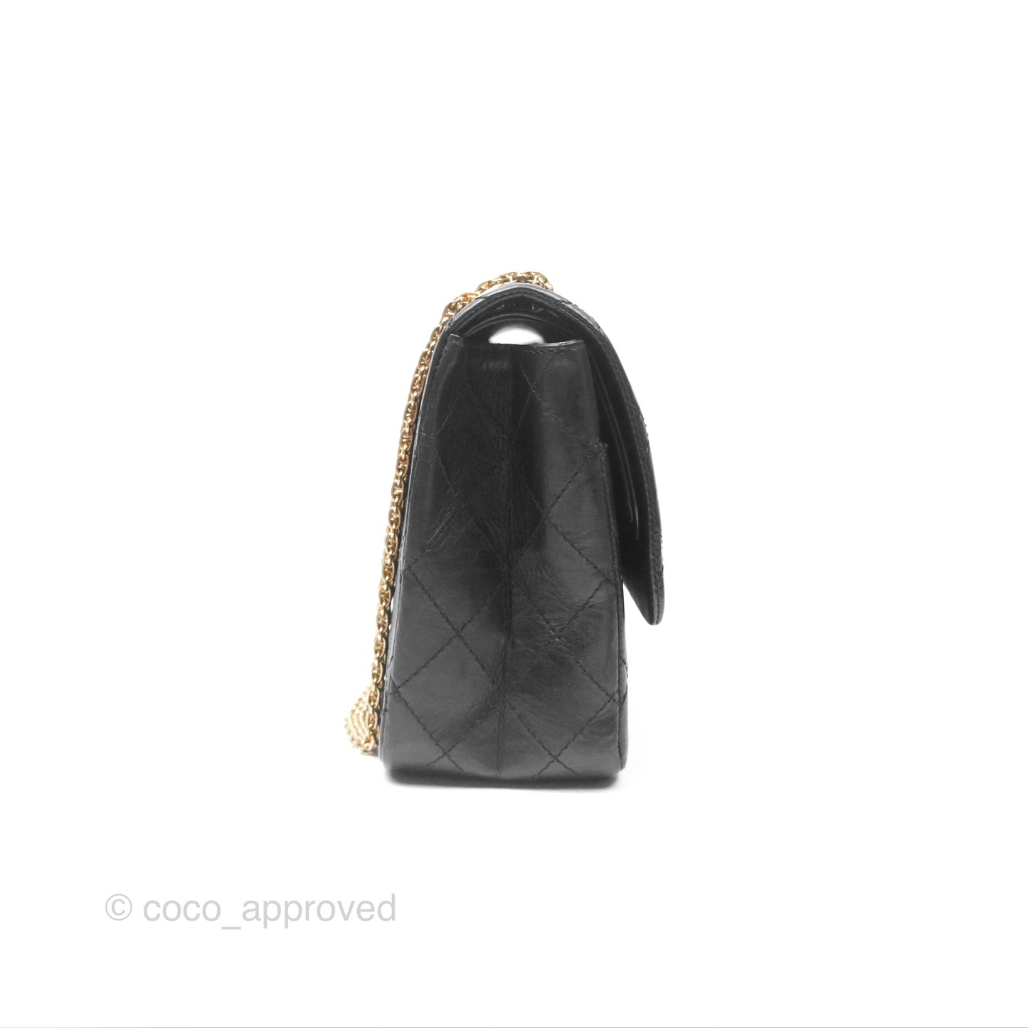 Chanel Reissue 227 Quilted Aged Calfskin Black Gold Hardware