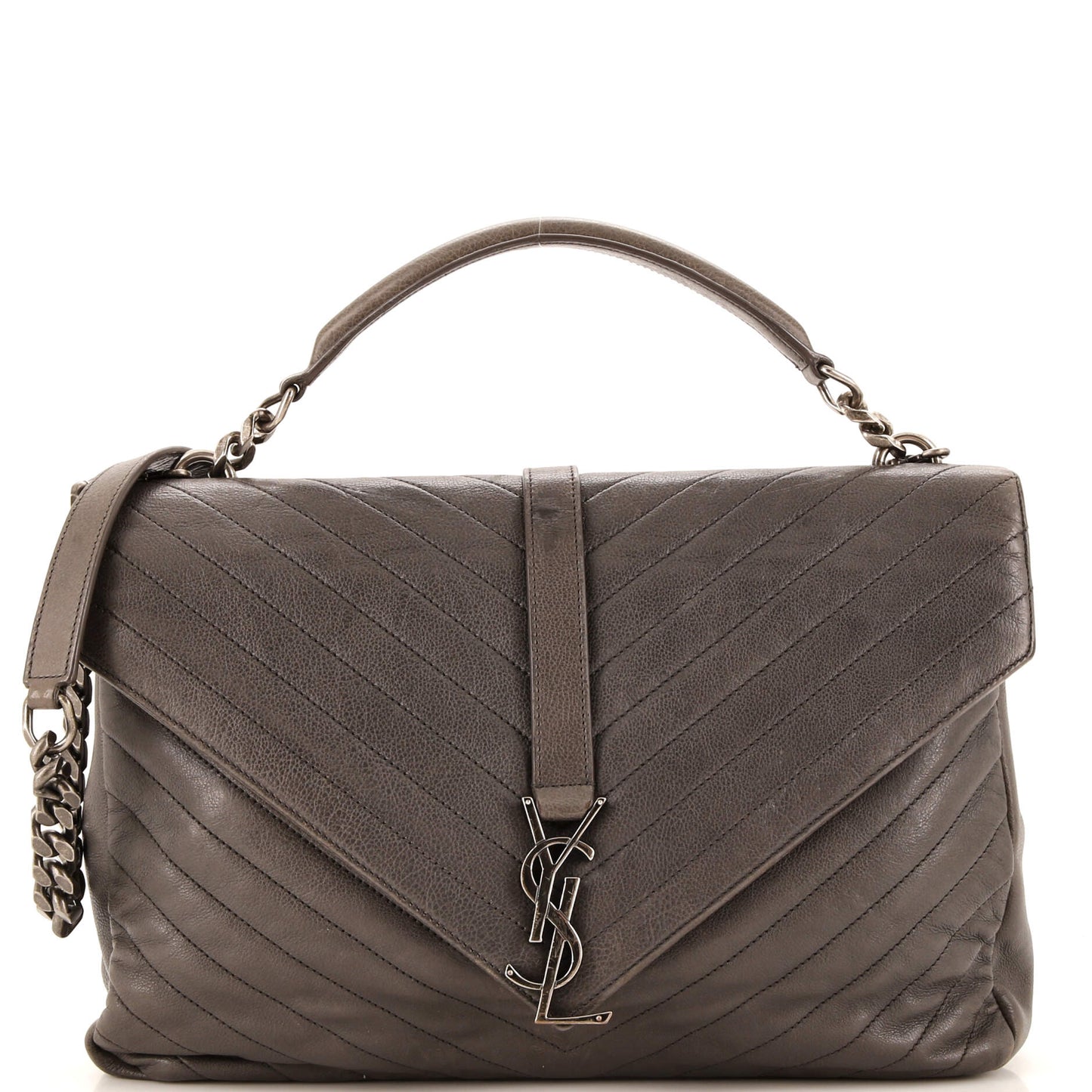Luxury Saint Laurent Classic Monogram College Bag Matelasse Chevron Leather Large