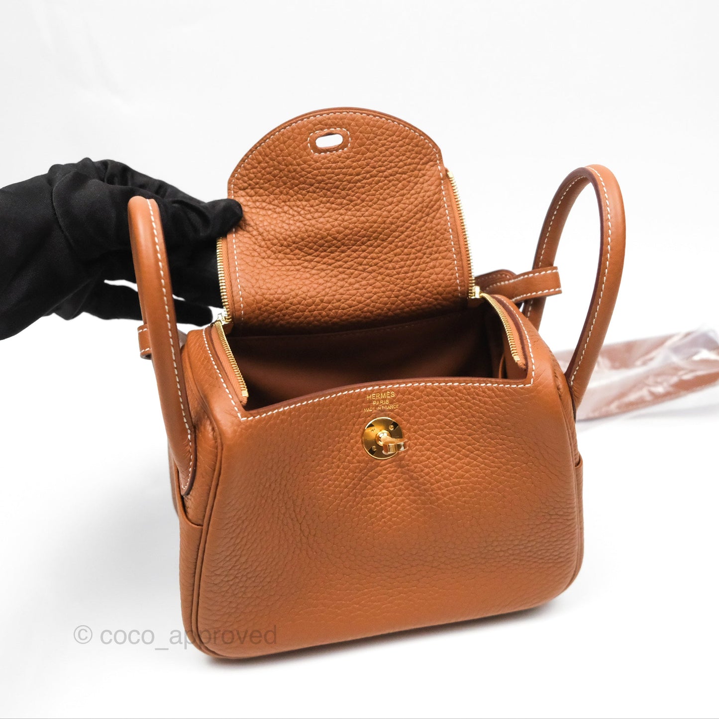 Hermès Mini Lindy 20 Gold Clemence Gold Hardware