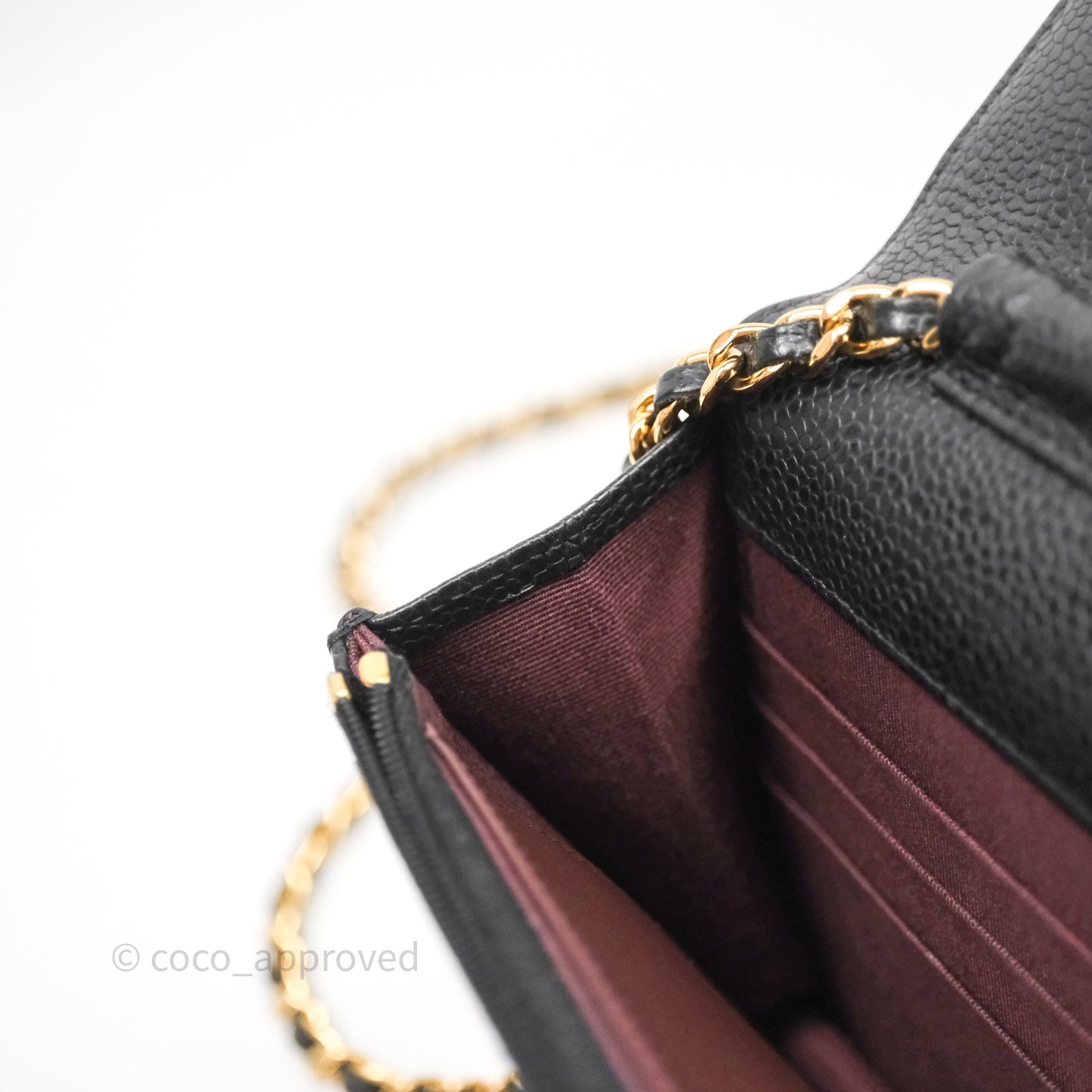 Chanel Classic Wallet On Chain WOC Quilted Black Caviar Gold Hardware