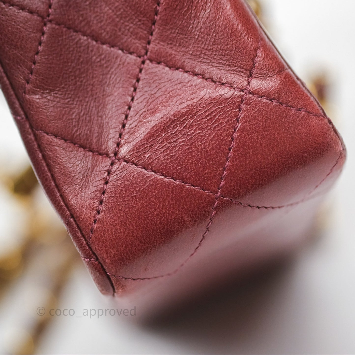 Chanel Vintage Mini Square Burgundy Lambskin 24K Gold Hardware