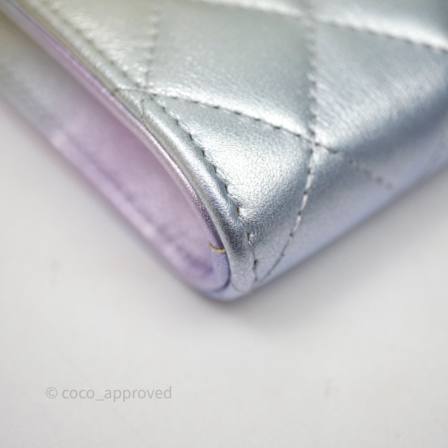 Chanel Classic Quilted Metallic Rainbow Lambskin Phone Holder Rainbow Hardware