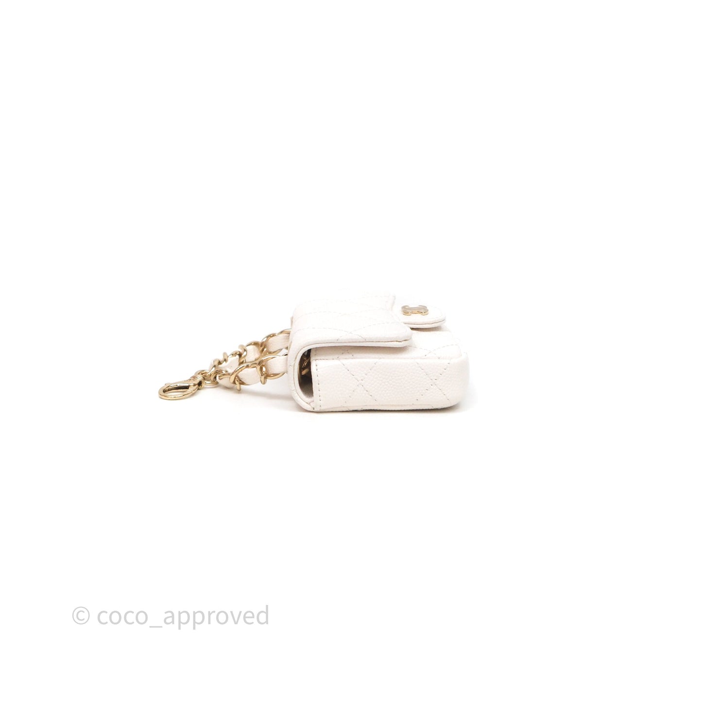Chanel Mini Flap Belt Bag Caviar White Gold Hardware