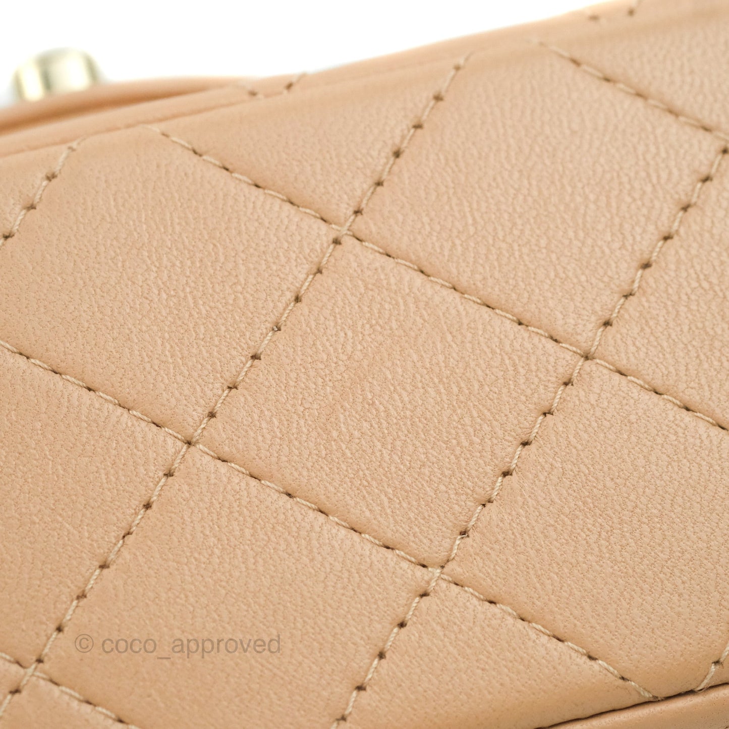 Chanel Quilted Mini Rectangular Flap Beige Lambskin Gold Hardware