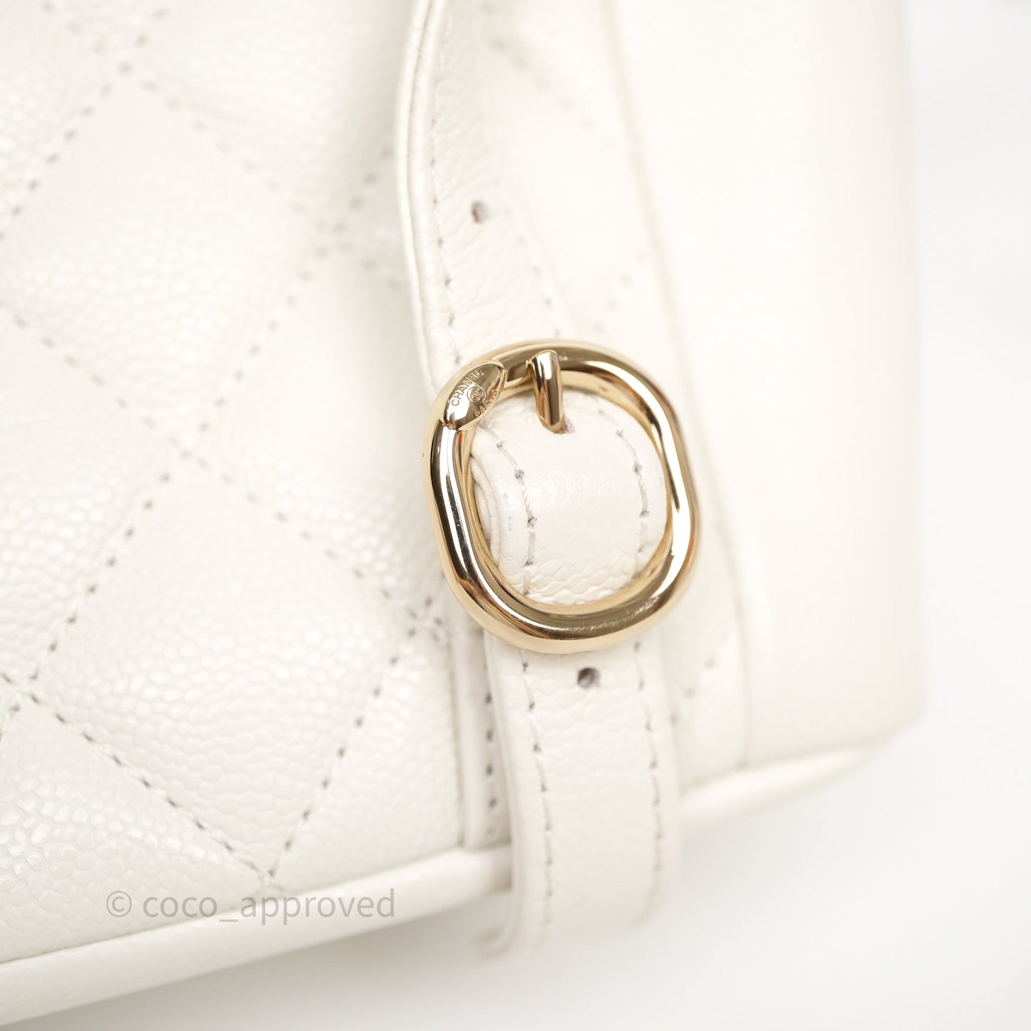 Chanel Duma Backpack Medium White Caviar Gold Hardware