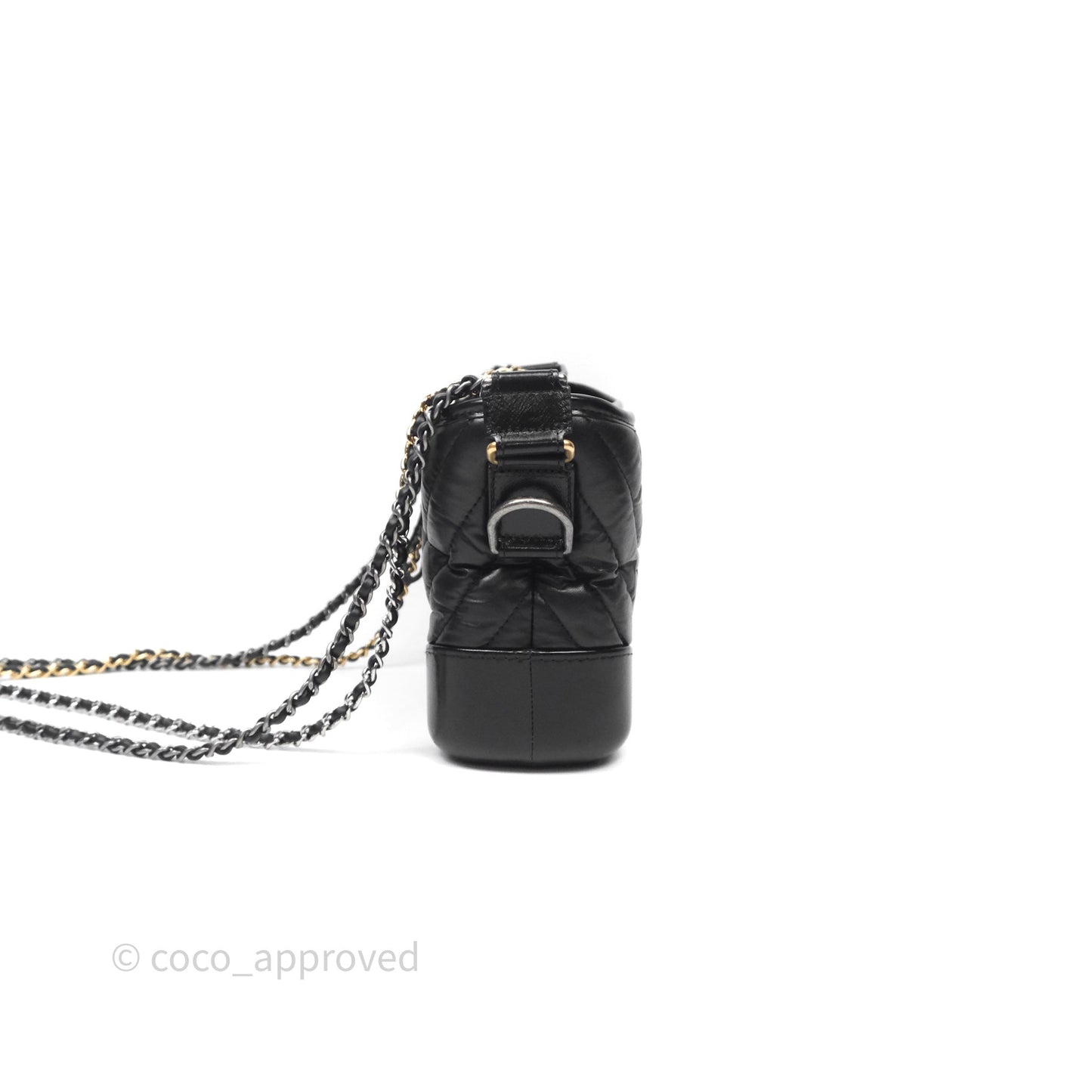 Chanel Small Gabrielle Hobo Chevron Black Aged Calfskin