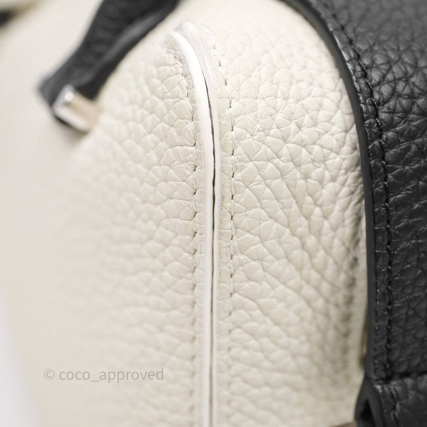 Delvaux Cool Box Mini Taurillon Soft Grained White/Black Calfskin Silver Hardware