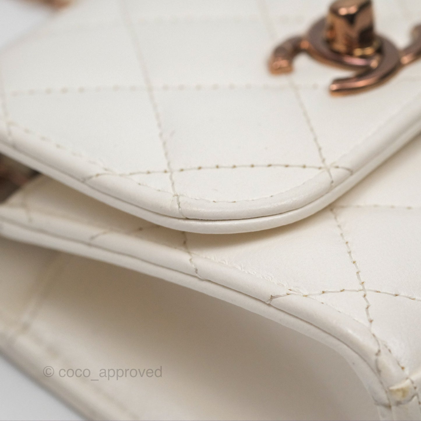 Chanel Mini Quilted Trendy CC Clutch With Chain White Lambskin Rose Gold Hardware