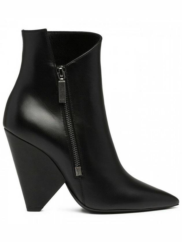 Luxury Saint Laurent Niki Heel Zipper Detail Chelsea Boots Black