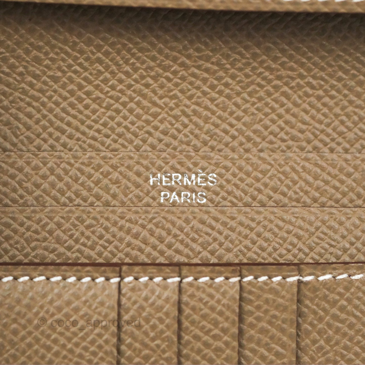 Hermes Bearn Compact Wallet Etoupe Epsom Palladium Hardware