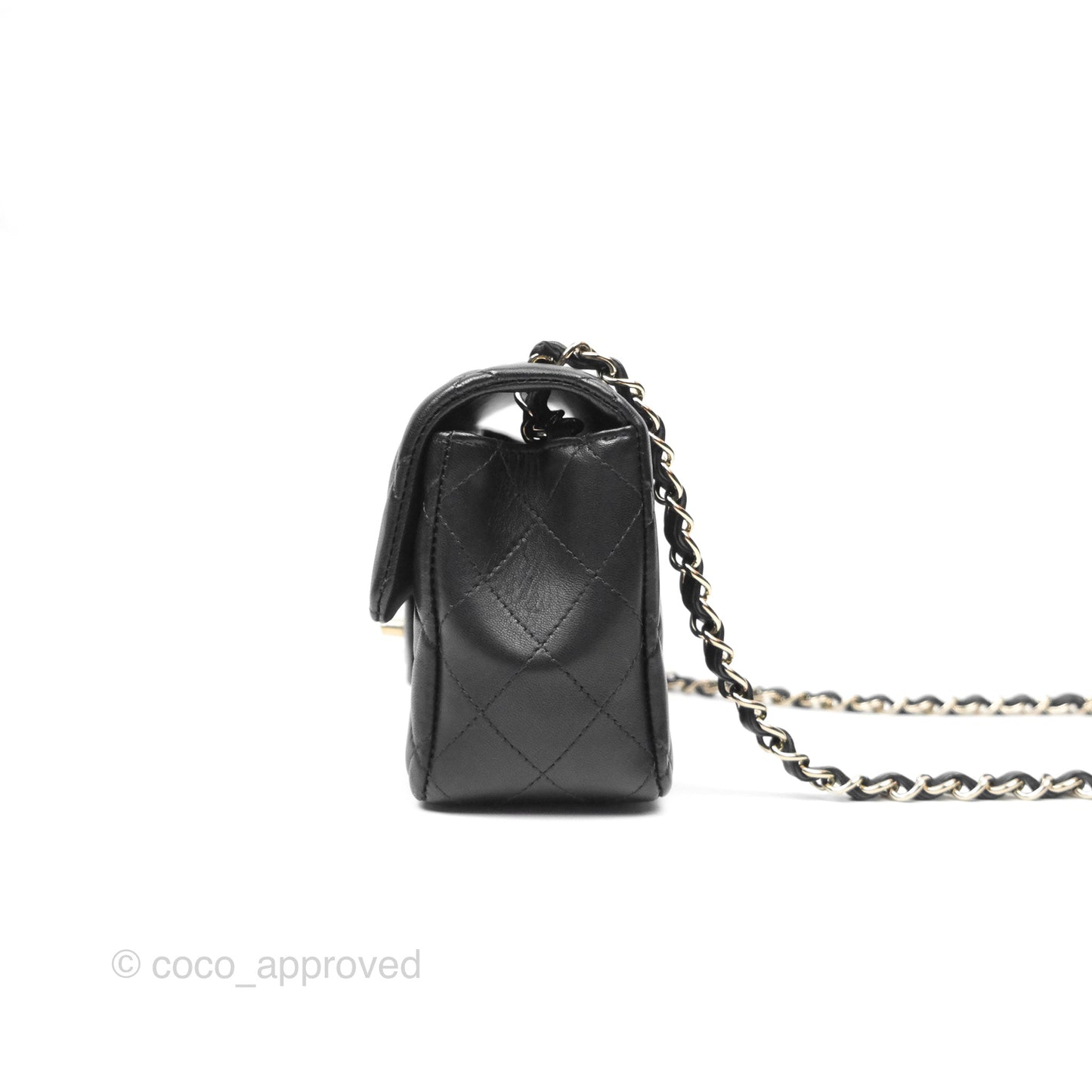 Chanel Quilted Mini Rectangular Black Lambskin Gold Hardware