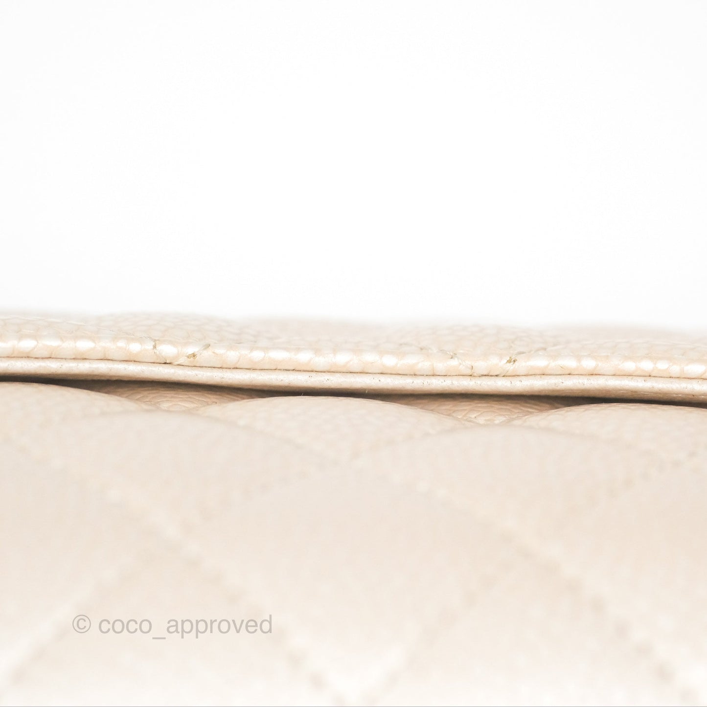 Chanel Classic M/L Medium Flap Quilted Pearly Ivory Beige Caviar Matte Gold Hardware 12P