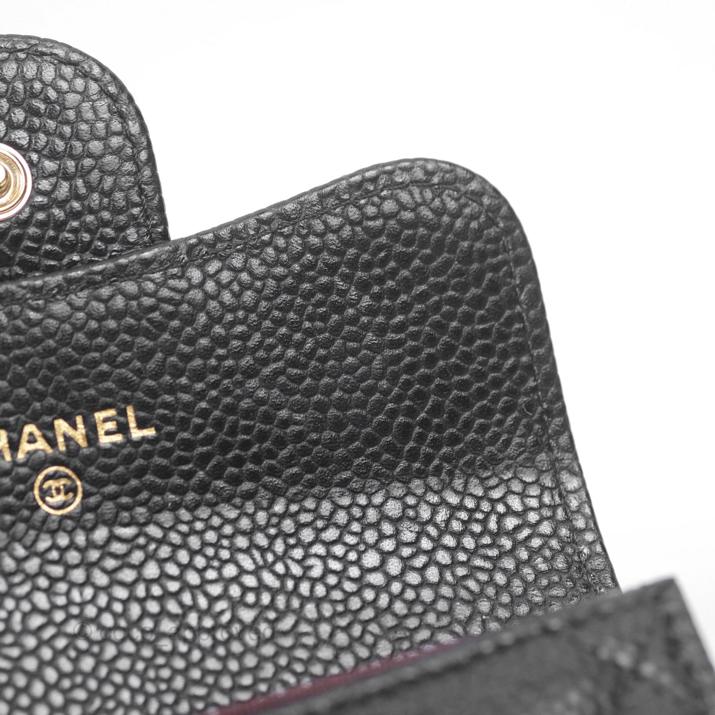 Chanel Caviar Quilted Flap Card Holder Black Gold Hardware