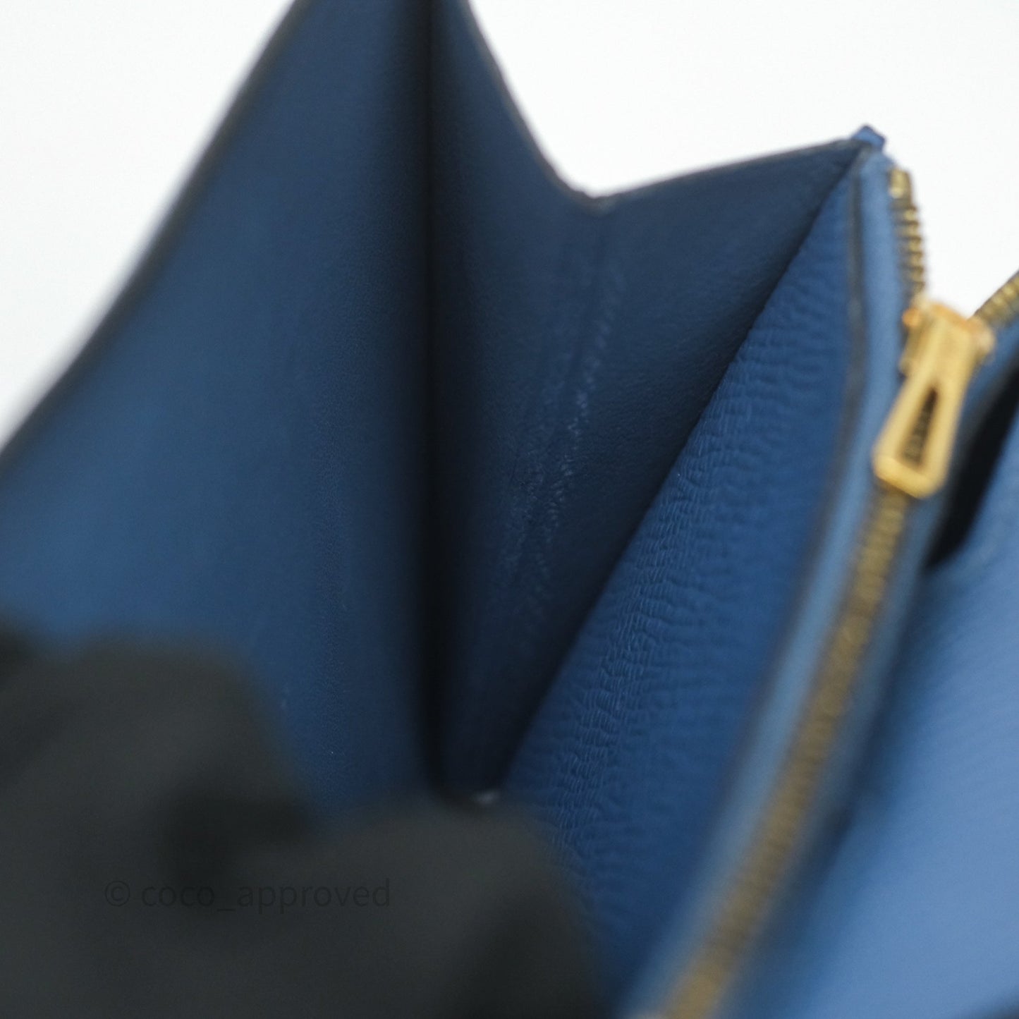 Hermès Constance Short Wallet Bleu Agate R2 Epsom Gold Hardware